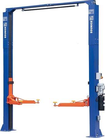 Eounice ON-7214 &nbsp;2 Post Car Lift - Clear Floor Overhead Chain Drive with Manual Release and Height Adjustable
