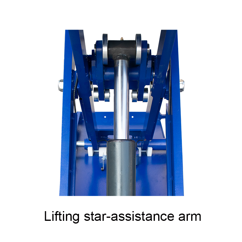 High-quality image showing the Eounice 3000kg mid-rise portable scissor car lift with its fully extended liftable platform for undercarriage access.