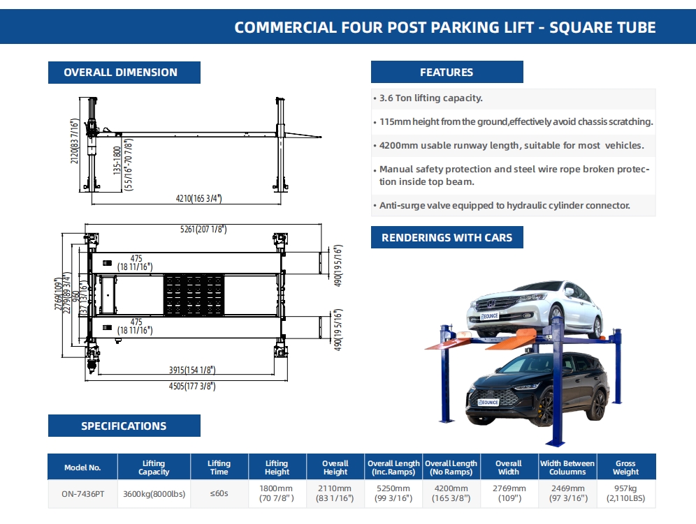 b on 7436pt commercial four post parking lift square tube .jpg
